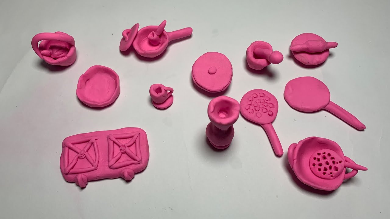 Primitive kitchen set | Mitti ke khilaune | pink kitchen set | miniature kitchen set | #shorts