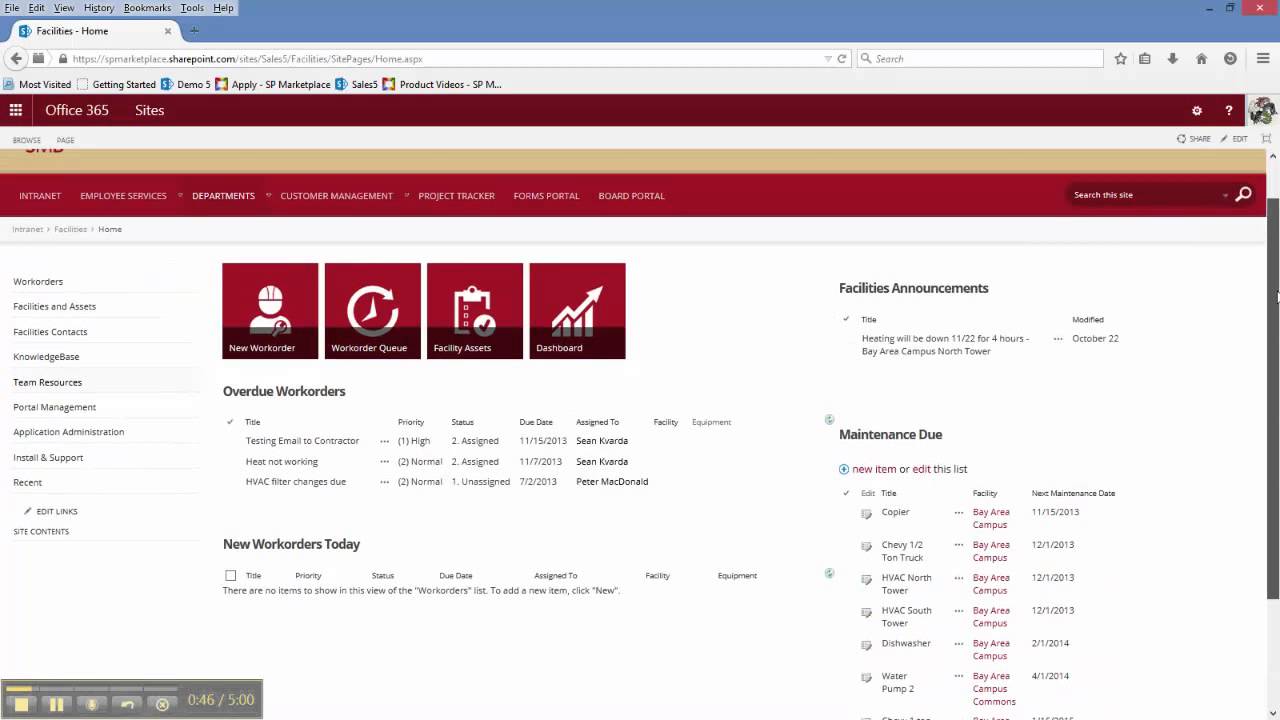 NOW in MODERN or CLASSIC UI: Office 365 SharePoint Facilities Management Template