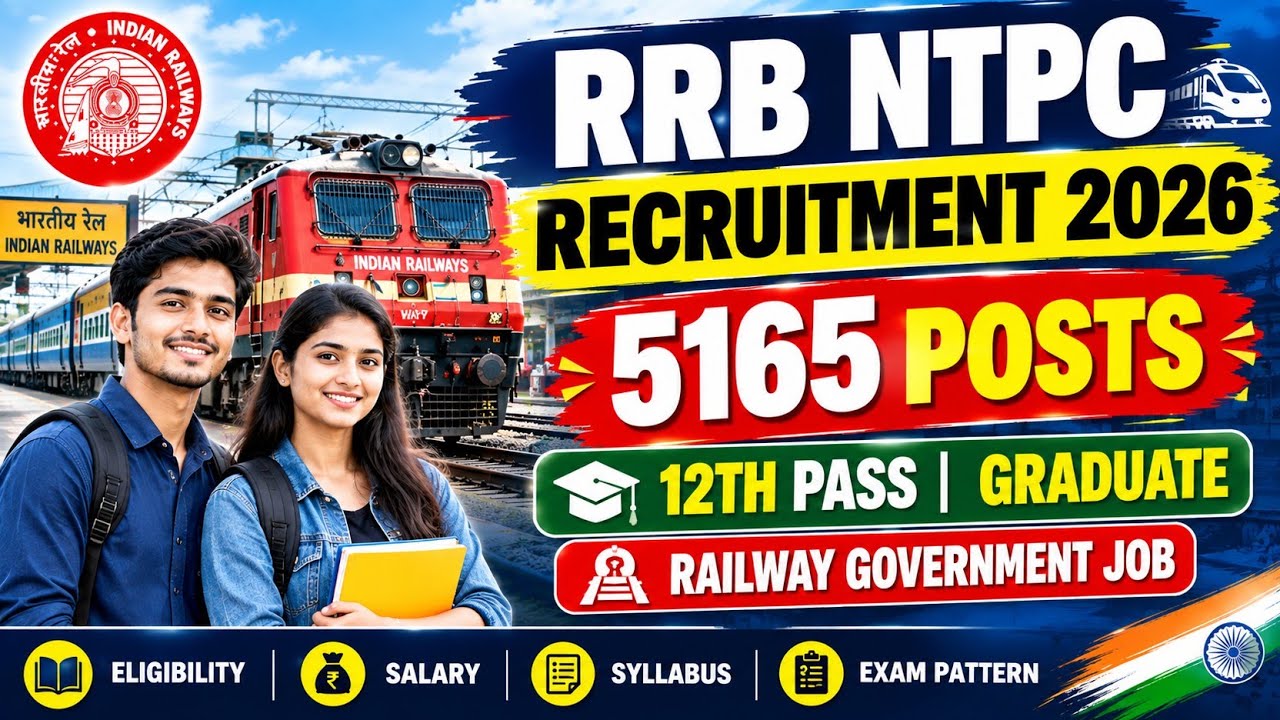 RRB NTPC Recruitment 2026 🔥 | 5165 Posts | 12th Pass & Graduate | Railway Govt Job | Apply Online 