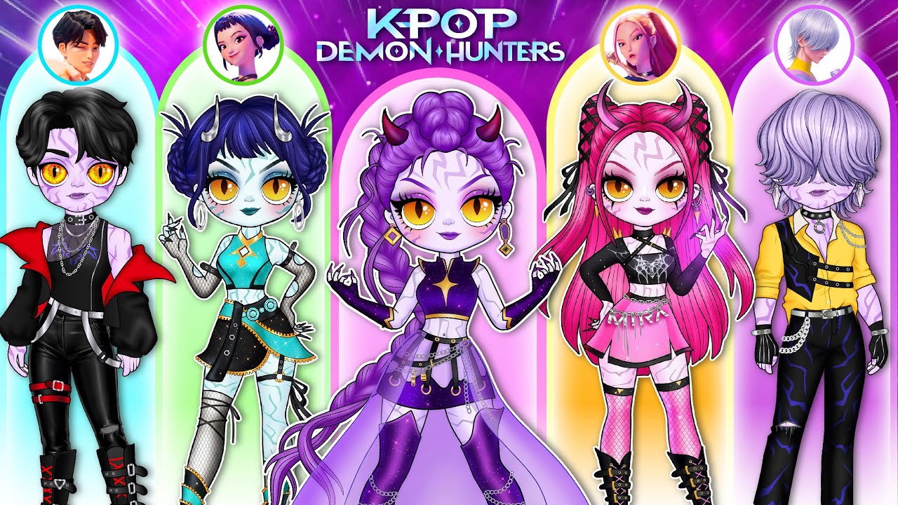 Охотники на демонов K-Pop: светящиеся злодеи Huntrix и Saja Boys | Модные бумажные куклы своими р...