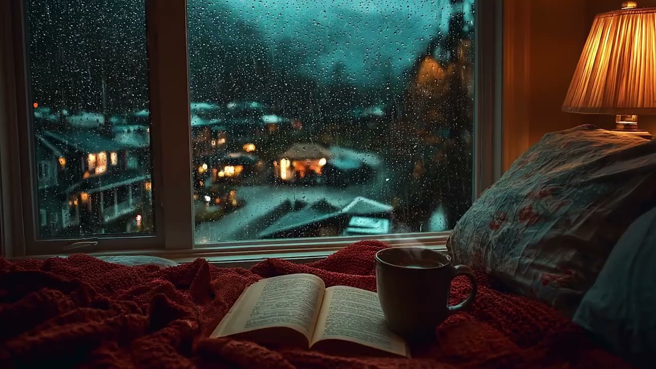 Quiet Rainy Bedroom 🌧️ Window Rain White Noise for Deep Sleep & Anxiety Relief