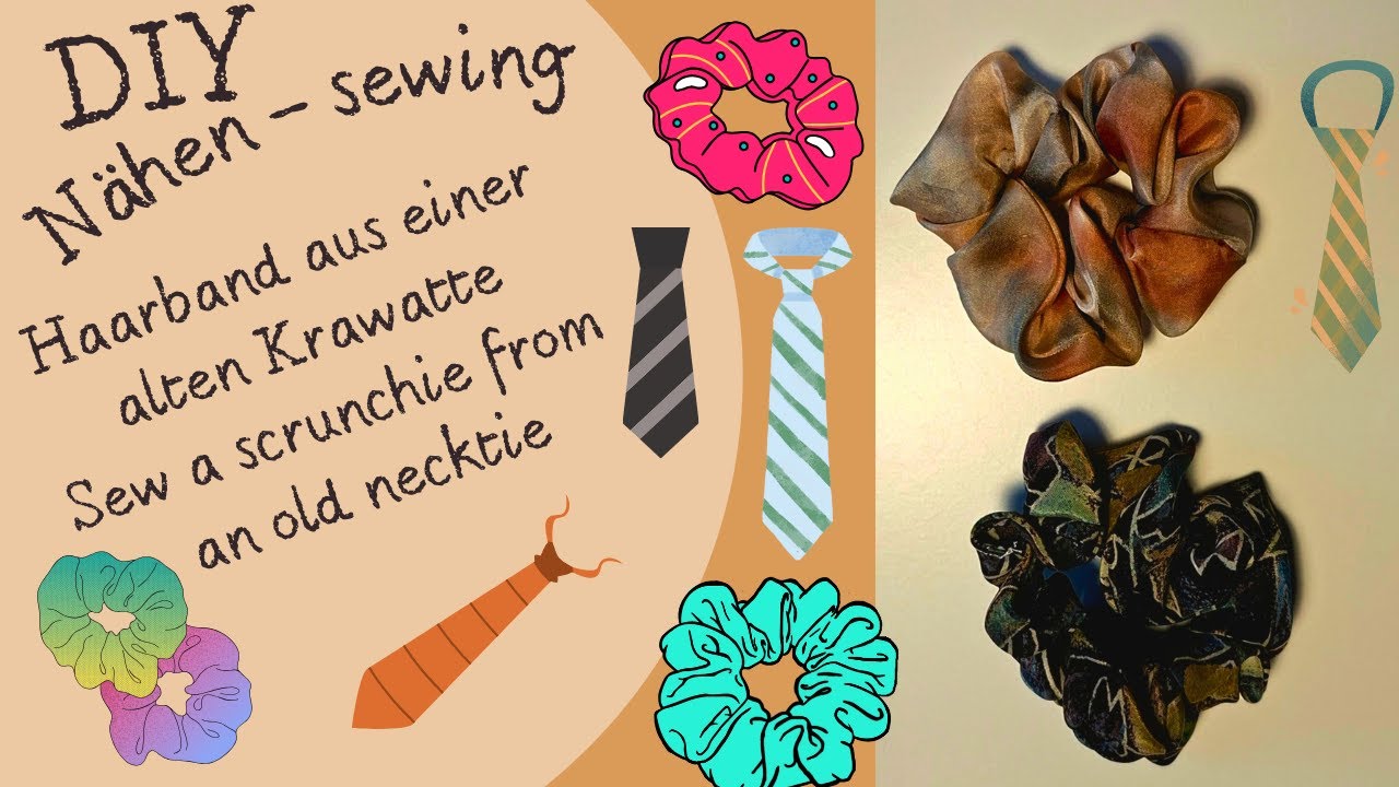 Haarband aus Krawatte nähen //Sew Scrunchie from necktie
