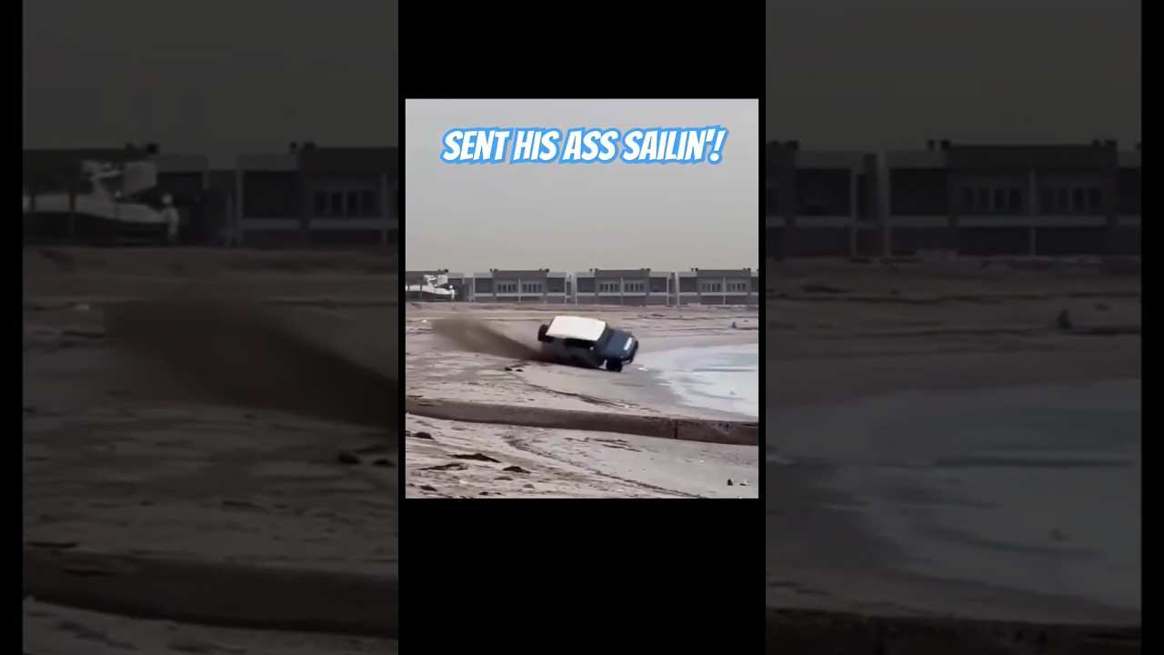 rollover ejection Toyota crash on the beach sends Man to the Moon 🤣🤣🤣 #toyota #crash #car #rollover