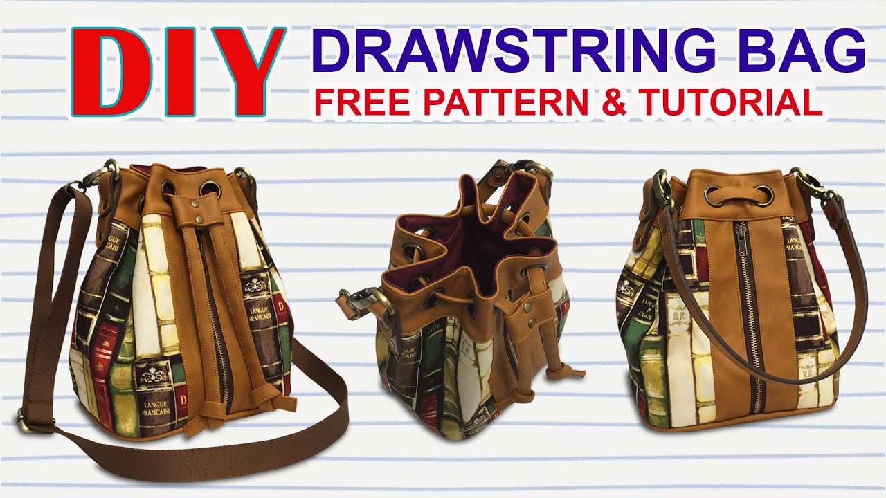 DIY Drawstring Bag - How to Make Draw String Crossbody Bag - Cara Membuat Tas Serut Handmade