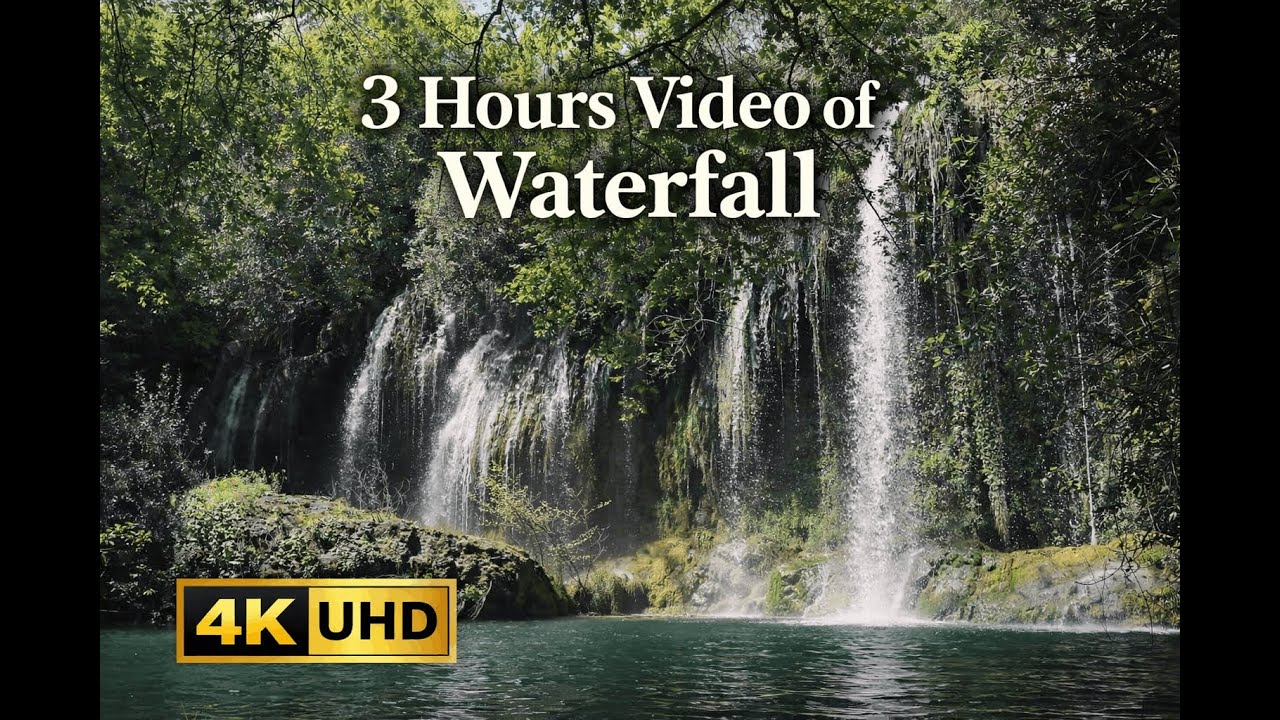 Waterfall Sounds 🌊 Relaxing Nature Sounds for Sleep & Stress Relief 3 Hours  | 4K UHD
