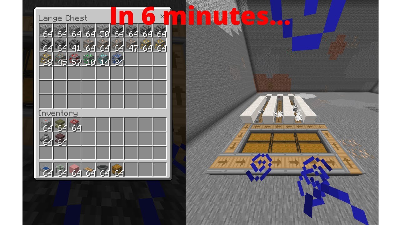 Automatic Diamond/Ore farm using the Basic Machinery addon (MCPE/Bedrock/Windows 10 edition)