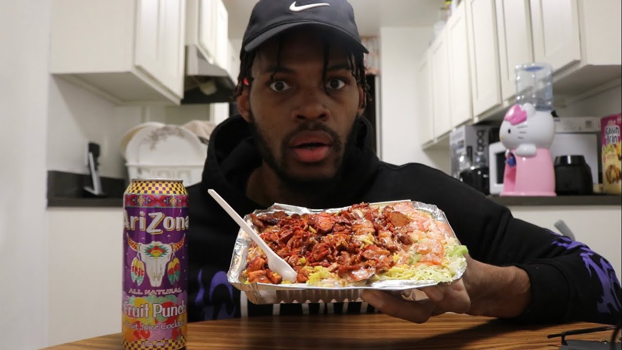 Chicken over rice mukbang!