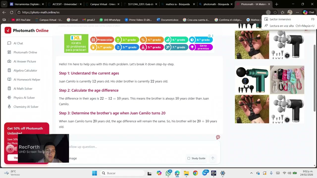 video explicativo fhotomath