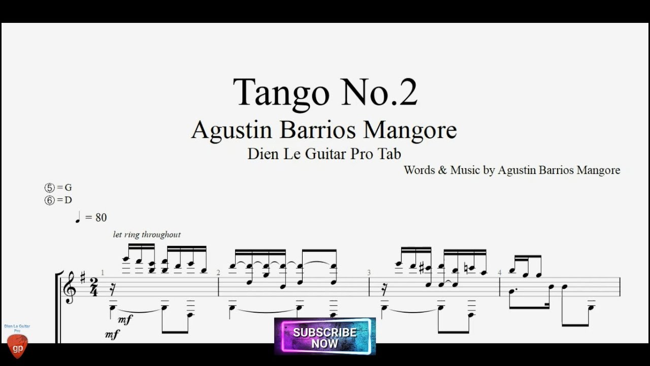 Tango No.2 by Agustin Barrios Mangore with Guitar Tutorial TABs