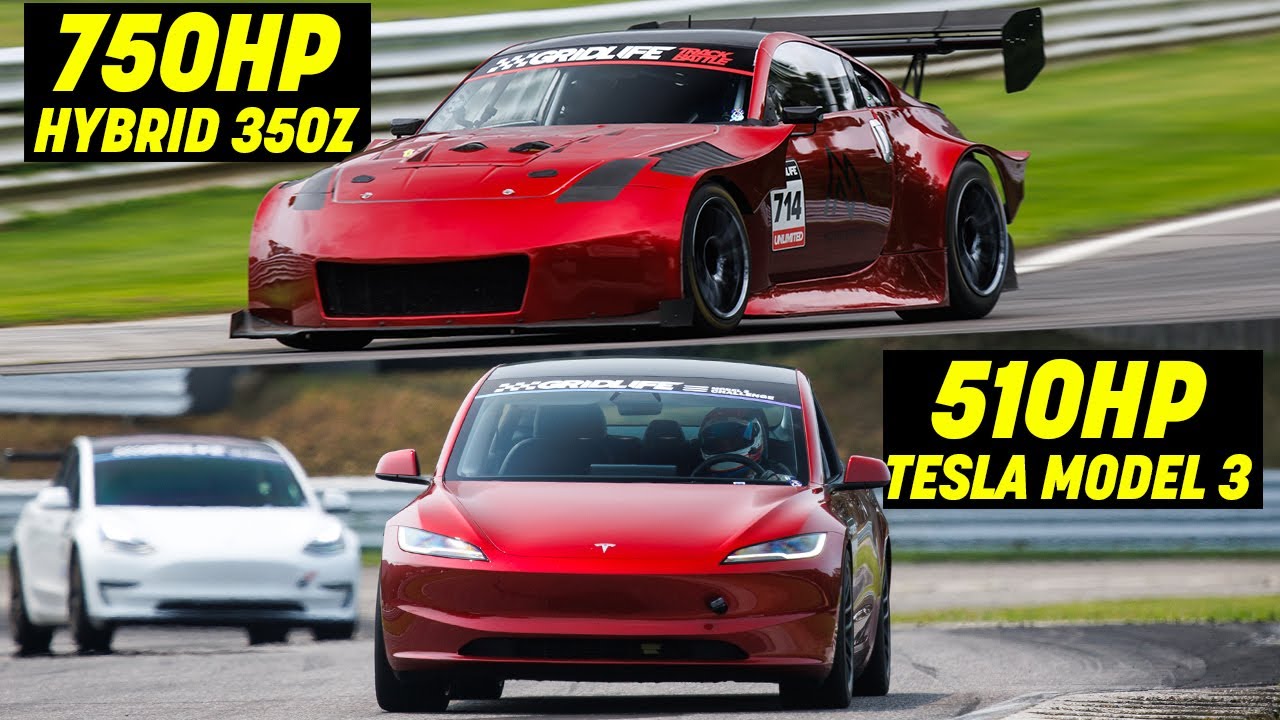 2024 Tesla Model 3 Challenge Track Experience VS 750HP Hybrid Nissan 350Z