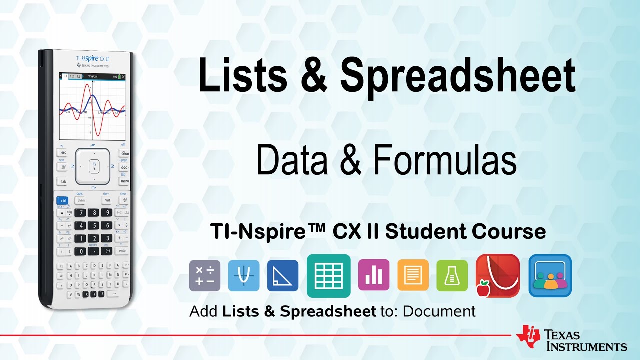 Entering Data and formulas | TI-Nspire CX II | Getting Started Series - Spreadsheet Application