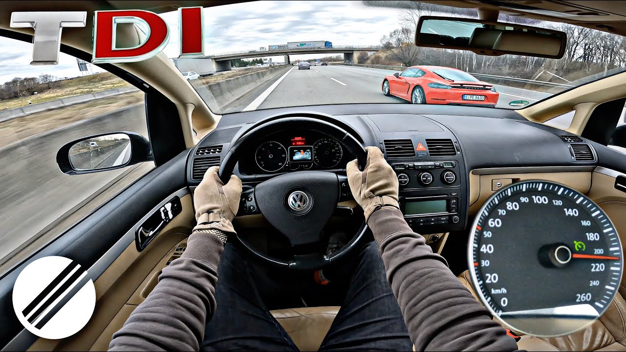 VW TOURAN 2.0 TDI 140HP TOP SPEED DRIVE ON GERMAN AUTOBAHN 🏎