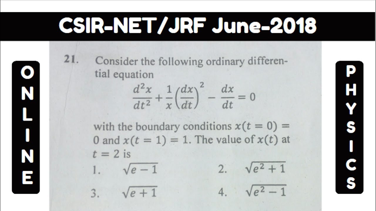 Q-21,Differential Equation | CSIR-NET/JRF June-2018 | Online Physics |