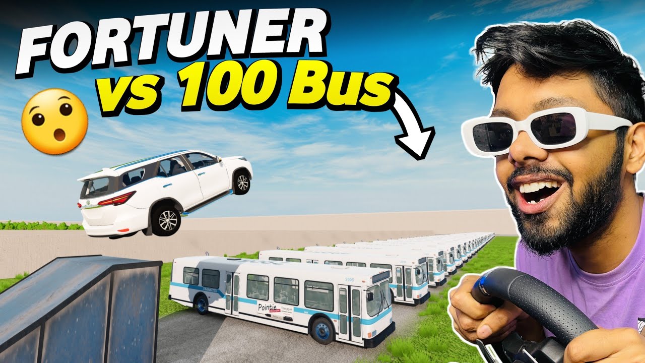 100 Bus VS Toyota Fortuner | BeamNG