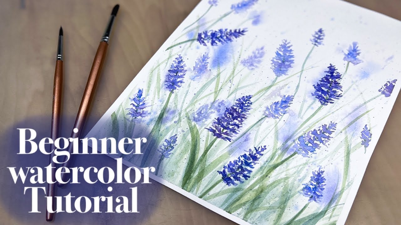 Beginner Lavender watercolor painting tutorial || full length lesson