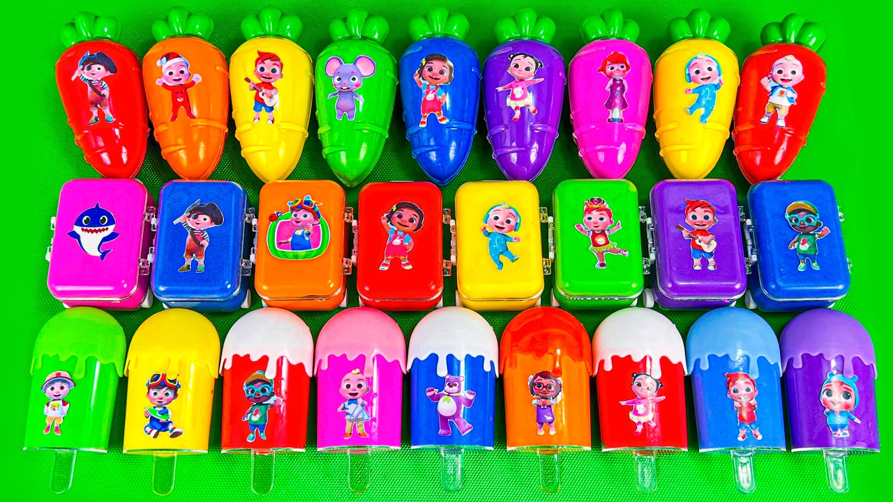 Cocomelon Slime🌈 Finding Surprise Ice Creams & Suitcase, Carrot with JJ & Pinkfong! Satisfying ASMR
