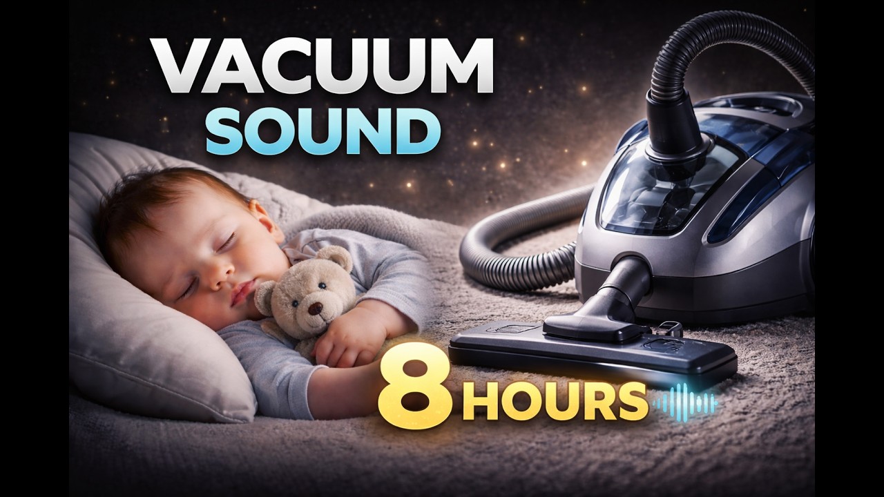 Vacuum Cleaner Sound for Baby Sleep 💤 8 Hours | White Noise for Deep Sleep & Calm (Black Screen)