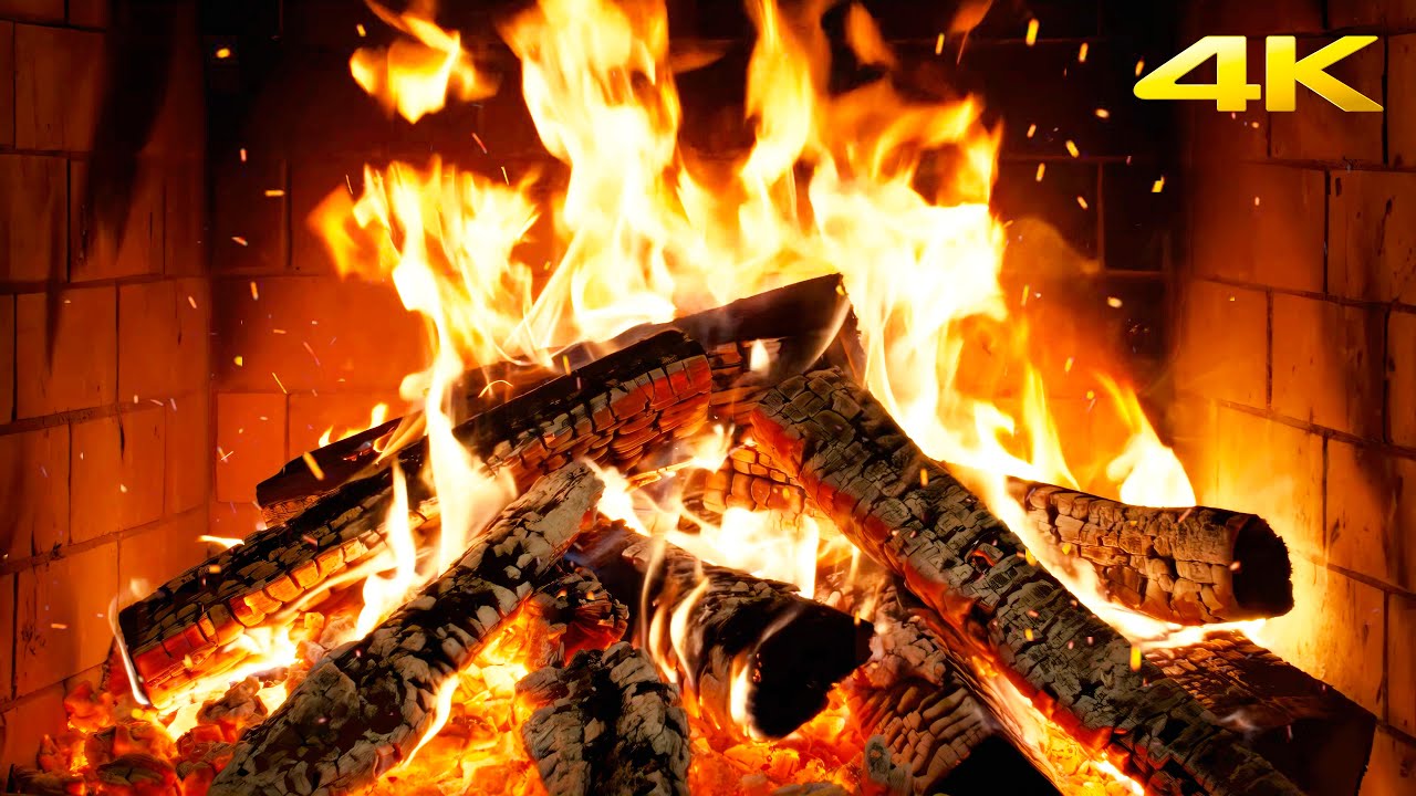 🔥 GLOWING Fireplace (12 HOURS) with Slow-Burning LOGS and Soft WOOD Pops for CREATIVE Relaxation