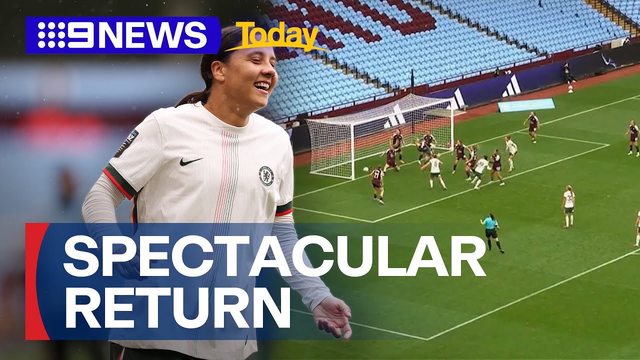 Sam Kerr makes triumphant return to football after 634 days away | 9 News Australia