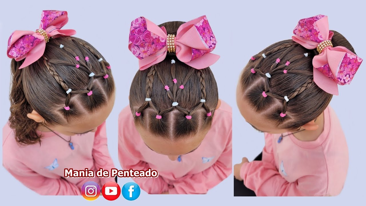 Penteado Infantil com Elásticos e Coque ou Rabo de Cavalo 😍🌸| Bun or Ponytail Hairstyles for Girls 🥰