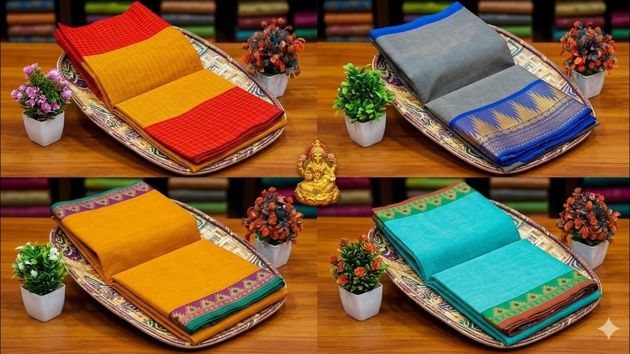 🌈 New Arrival Of Chettinad Special Kanchi Cotton Sarees with fancy design #saree 