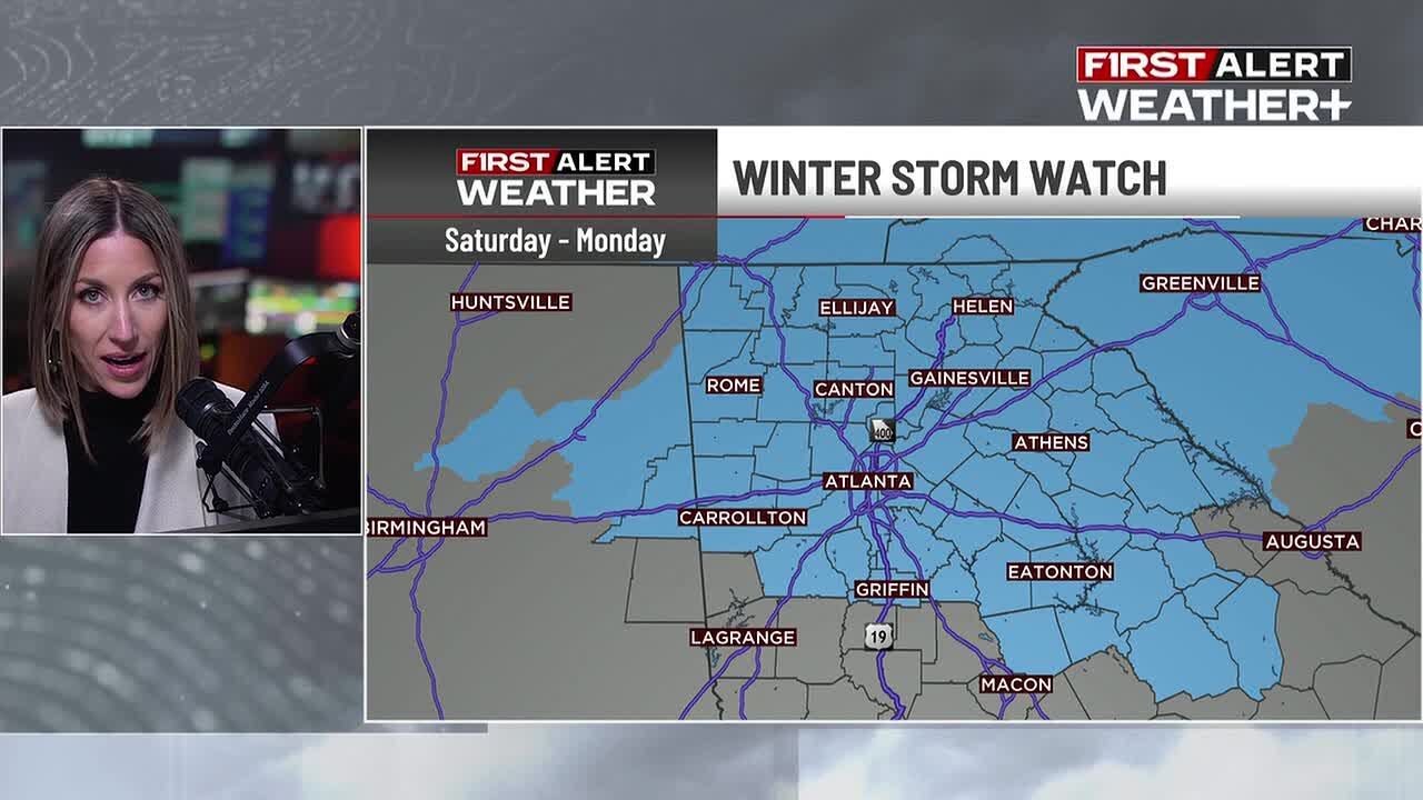 THURSDAY 1 P.M. WEATHER UPDATE: Atlanta, surrounding counties under Winter Storm Watch