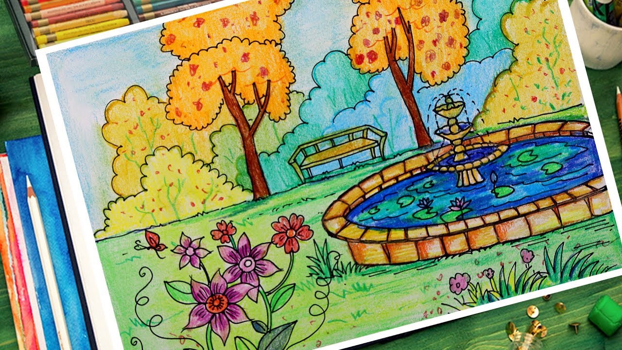 How to Draw a Beautiful Garden Scenery