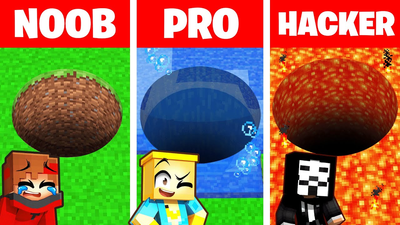 NOOB vs PRO : Faire une Maison dans un TUNNEL ROND sur Minecraft !