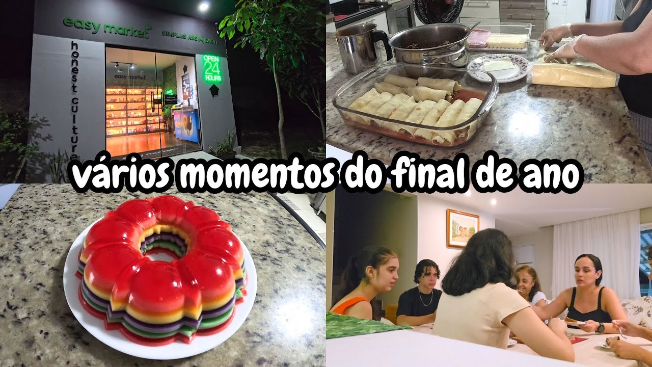 Novo mercadinho, nosso Natal e Ano Novo e algumas receitinhas: gelatina arco-íris, pudim e canelone!