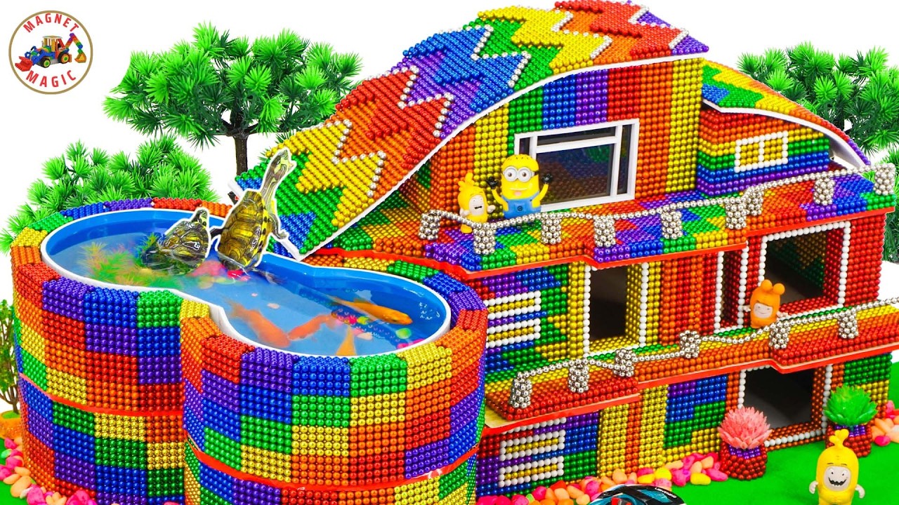 DIY CREATIVE! Build a modern villa with a swimming pool using magnetic balls
