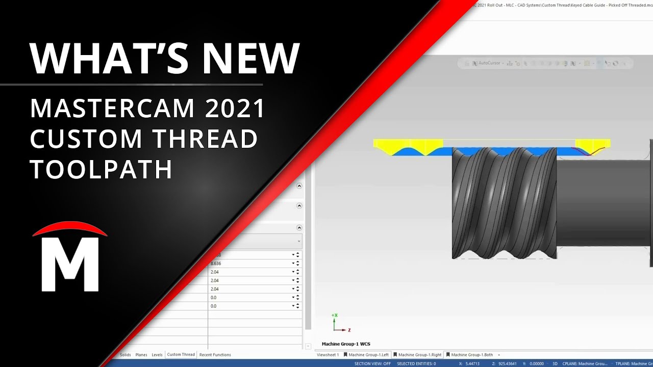 What's New Mastercam 2021 - Custom Threads