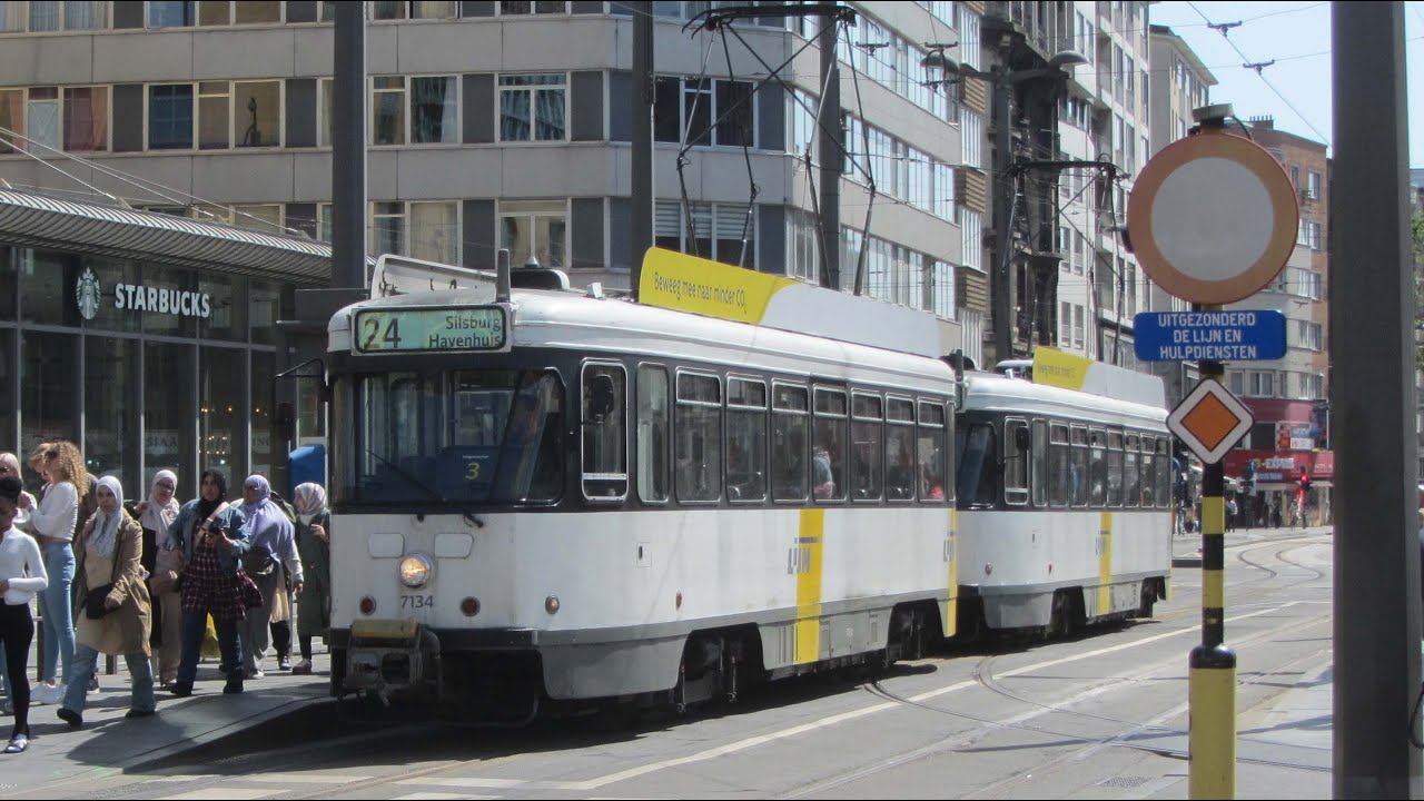 PCC Trams In Action In Antwerp, Belgium.