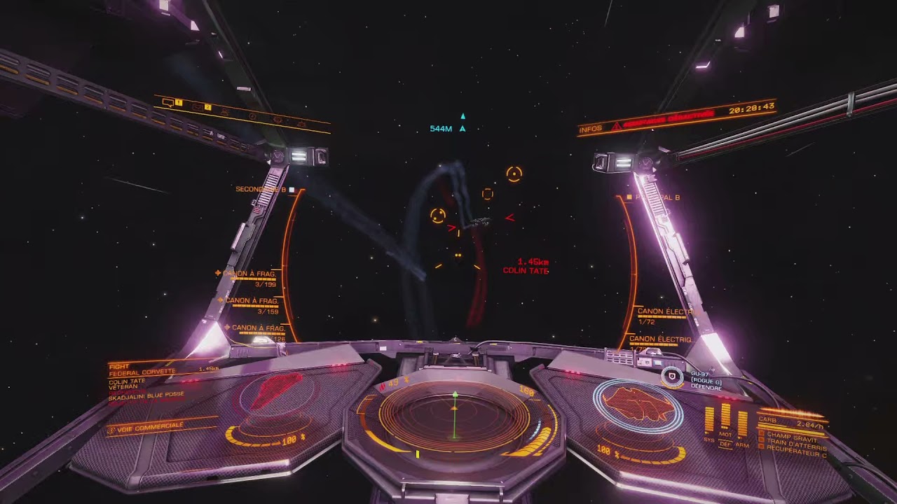 Elite Dangerous Krait mk2 vs Fédéral corvette : rail gun, frag an FA off