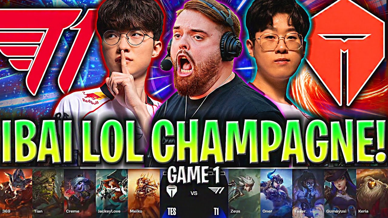 IBAI CASTEA EL LOL CHAMPAGNE DE FAKER Y T1!😱 - T1 vs TES Game 1 WORLDS CUARTOS DE FINAL 2024 ESPAÑOL