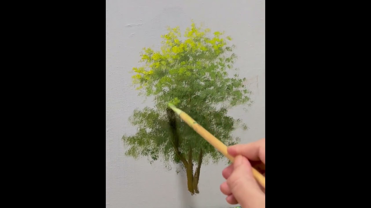 How to draw tree using oil paint | Tree drawing 