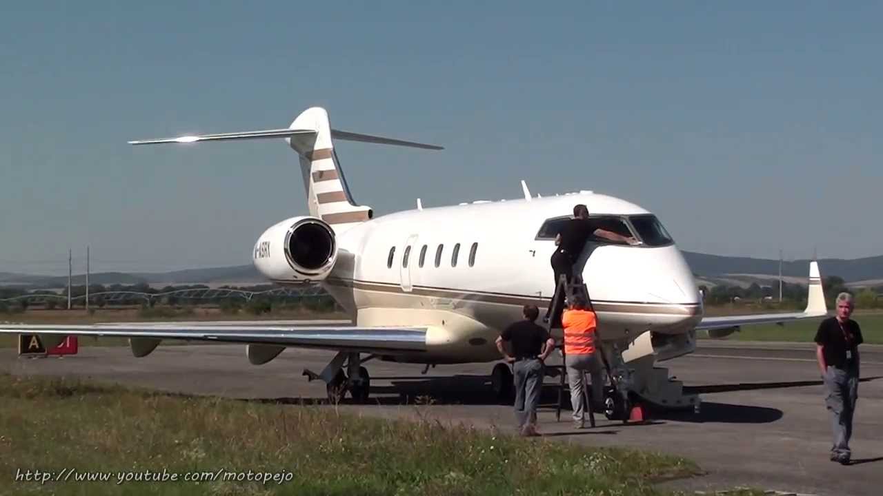 Bombardier BD-100-1A10 jet engines start up & take off