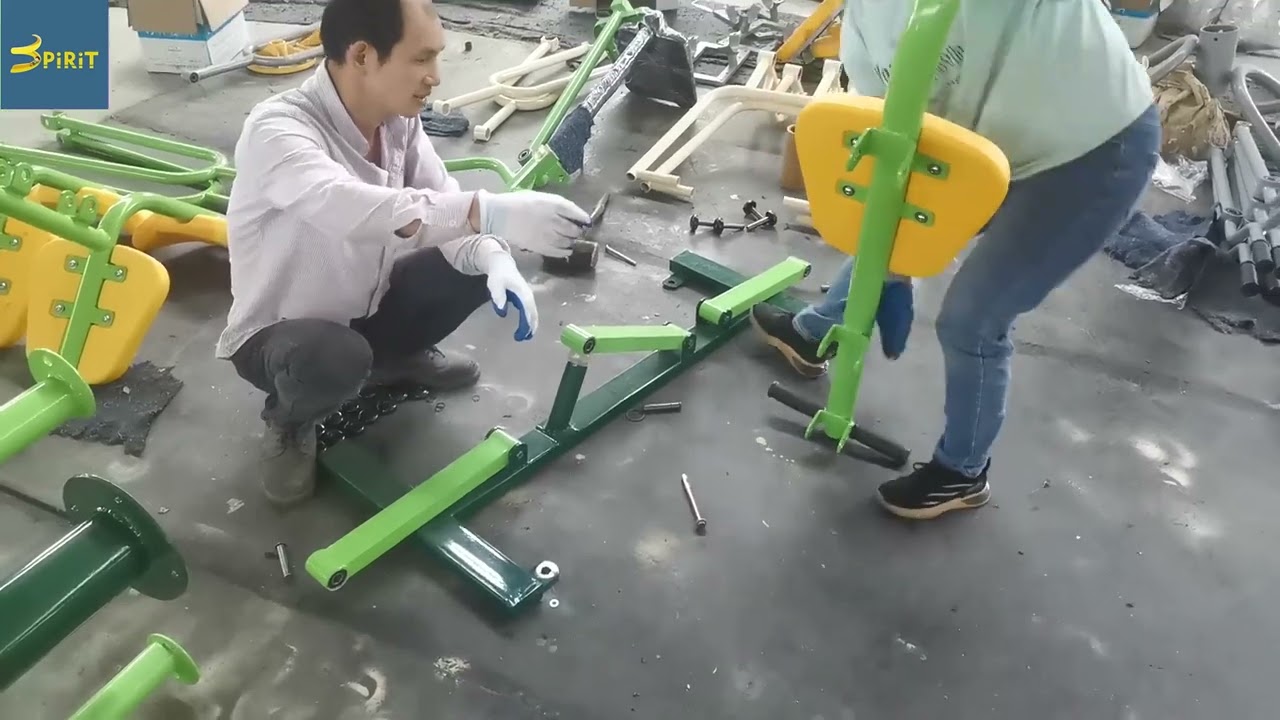 Playground Exercise Equipment tutorial,outdoor rowing machine installation course,Chinese factory