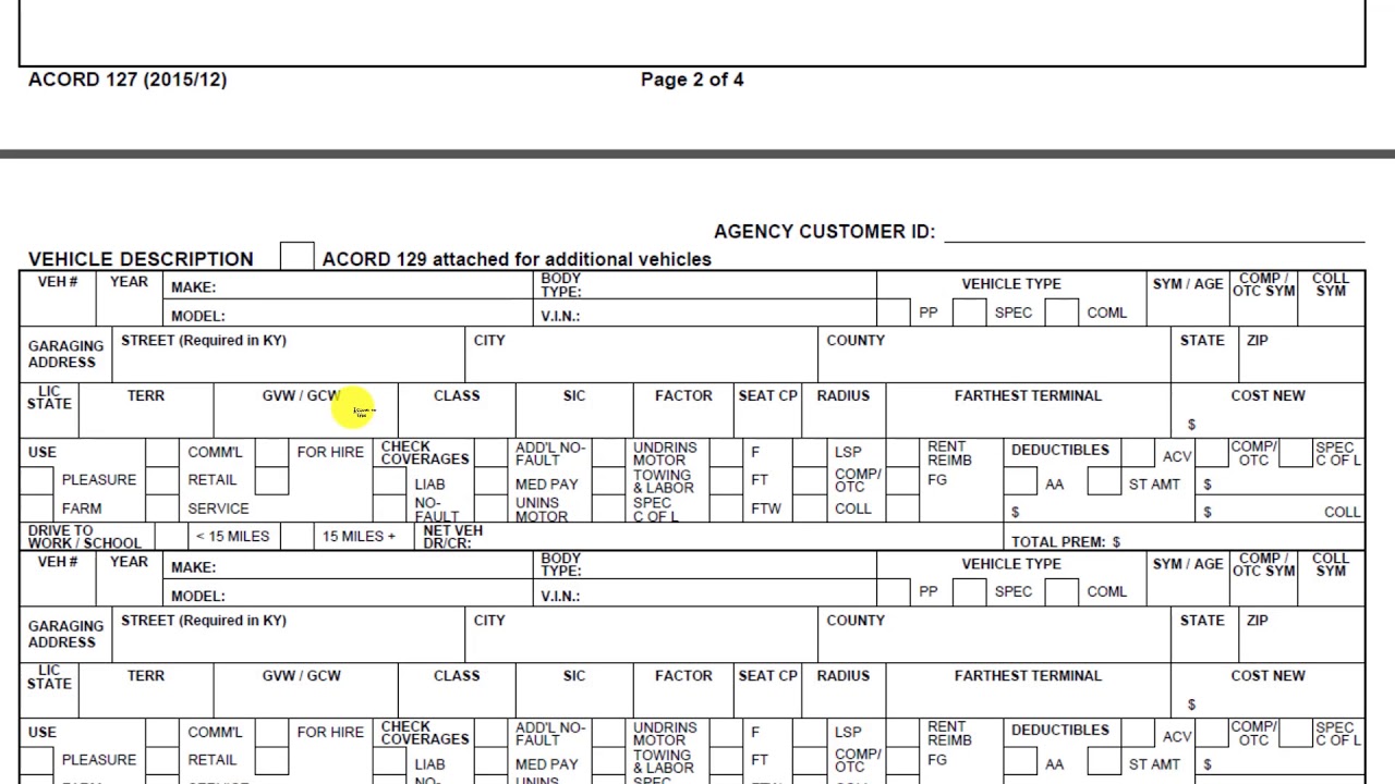 Acord 127 - How To Complete Commercial Insurance Forms