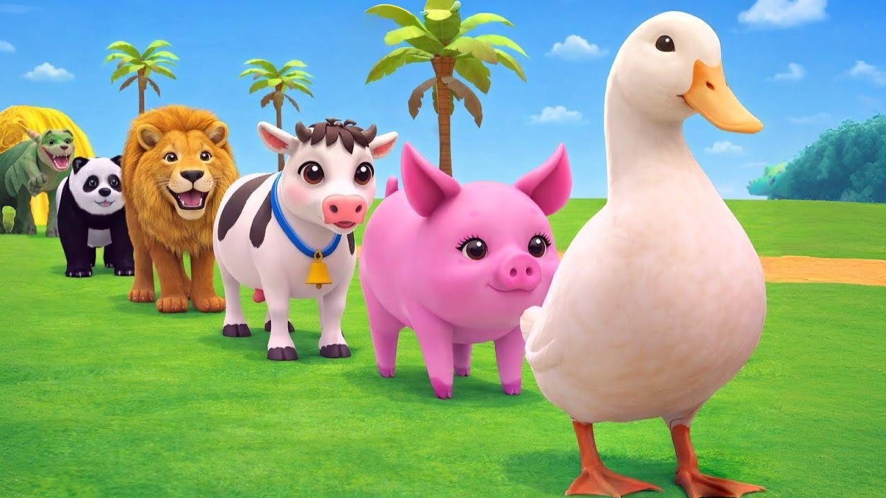 Long Slide Game With Cow Elephant Gorilla Hippopotamus Tiger 3d Animal Game Funny 3d Animals