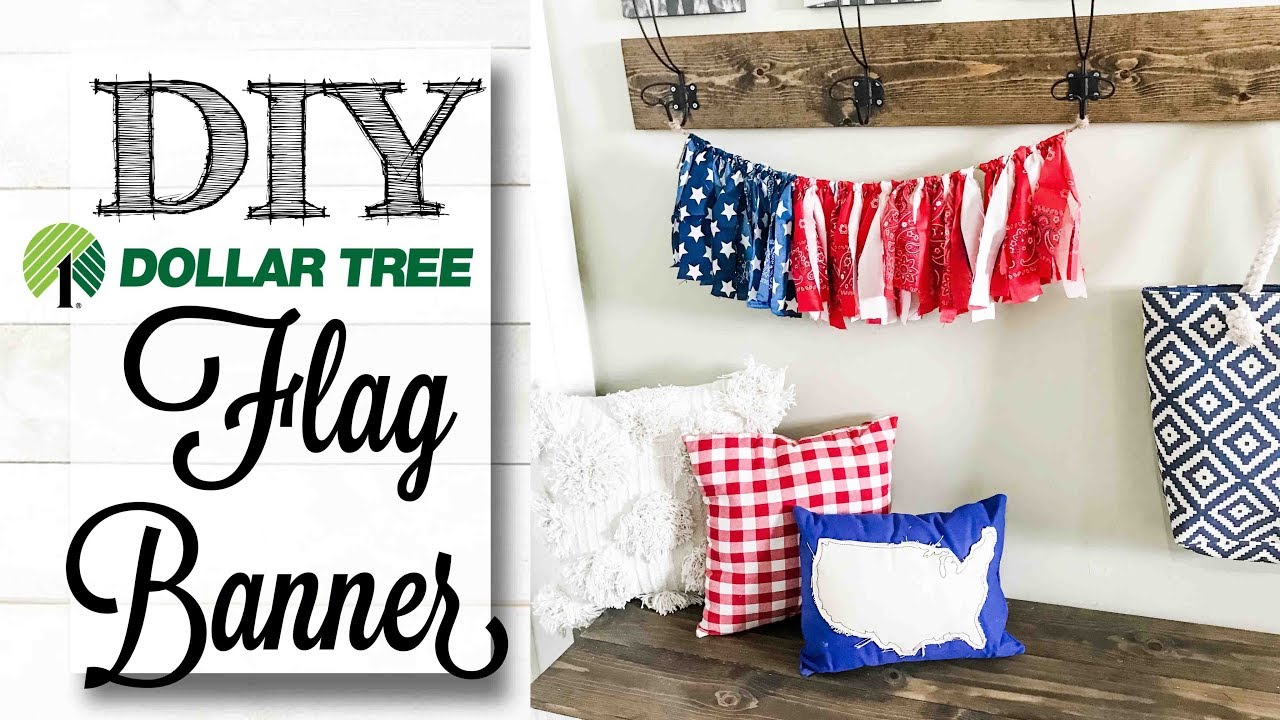 DIY Dollar Tree Flag Rag Banner | LESS THAN $5 PROJECT!