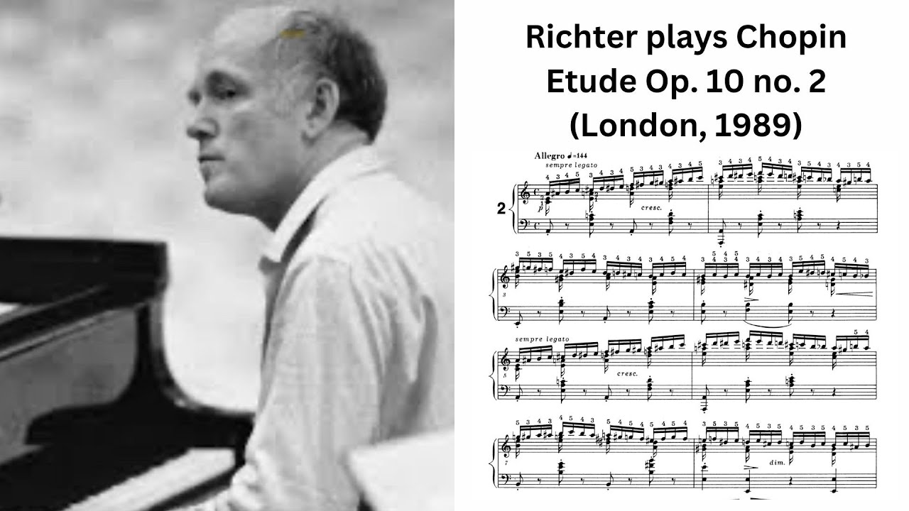Sounds easy but difficult: Richter plays Chopin Etude Op.10 no. 2 | Live at London 1989| Video Score