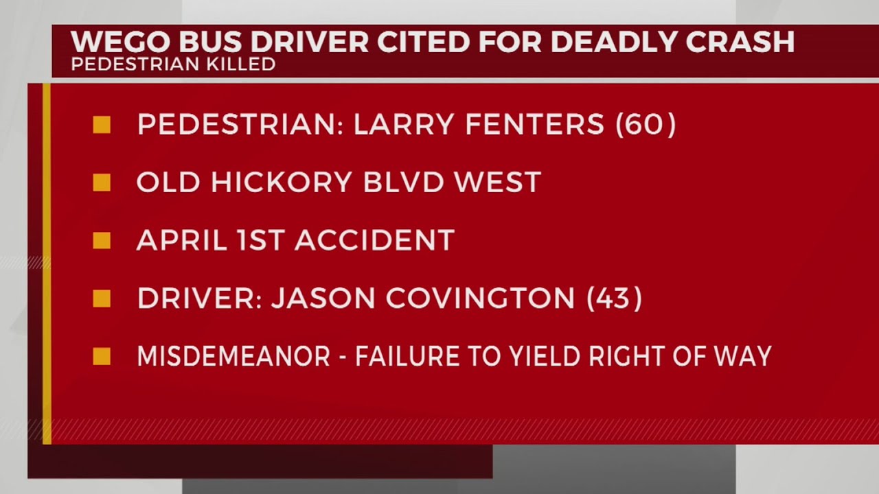 WeGo bus driver cited for deadly crash