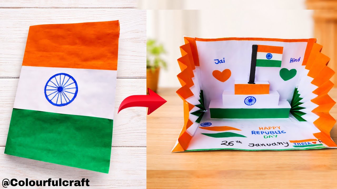 Republic Day Greeting Card DIY 🇮🇳| Republic Day Card Making at Home ✨|Best for School Craft