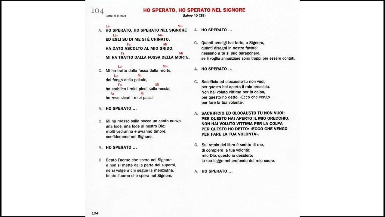 HO SPERATO, HO SPERATO NEL SIGNORE - Canto del Cammino Neocatecumenale