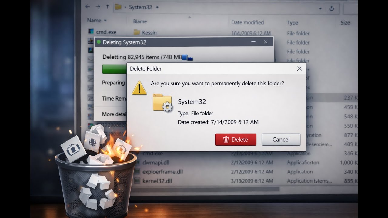 What happens if you delete the System32 folder in Windows? [Do not try this at home❗️❗️]