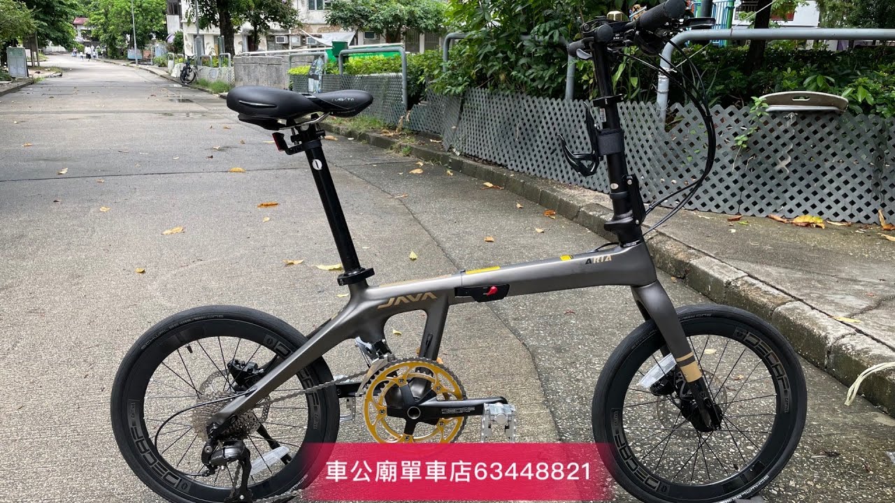 JAVA ARIA-18S 鈦金 CARBON 20吋 碟刹 406摺車改 RIDEA （CARBON/破緊環）陶瓷 BB，SHIMANO油制，SR 坐位，MKS摺踏，TERN水架，雙鵝頸