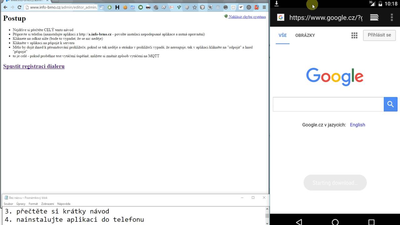 Instalace info android aplikace