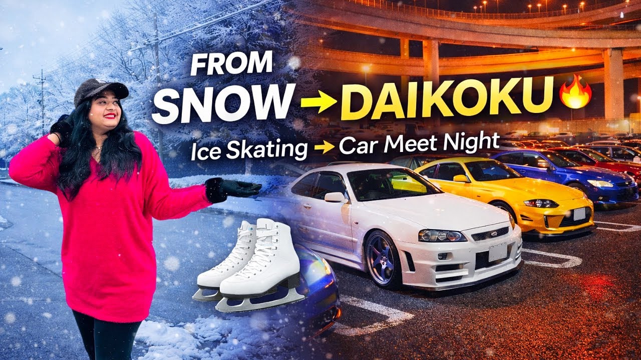 ICE Skating | Super Cars Meet Daikoku Parking | Tokyo Snow Weekend | Japan Telugu Vlogs | 