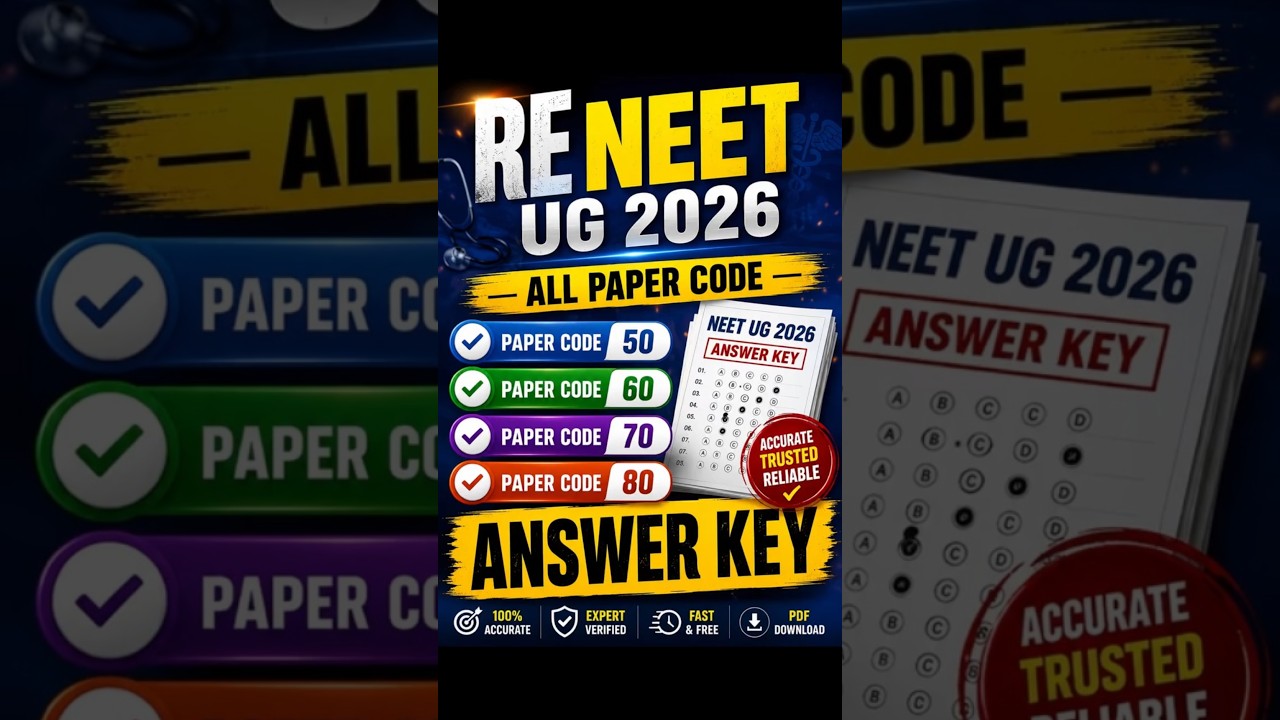 RE NEET 2026 Answer Key (ALL Codes) | Code 50, 60, 70, 80 answer key #reneet2026 #answerkey
