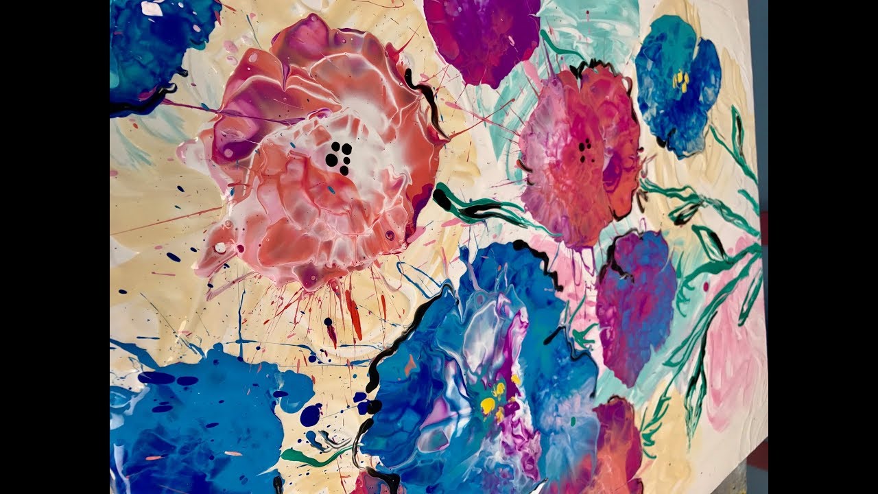 Acrylic Pour Painting: Create Flowers With Blown Puddles Using Americana Paint